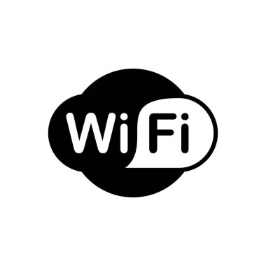 Beyaz arkaplanda kablosuz internet ağ bağlantısı simgesi siyah izole edilmiş vektör