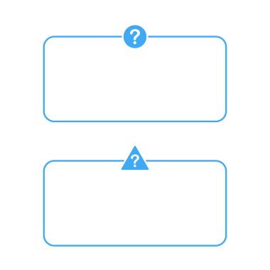 Bildirim iletileri soru veya bilgi simgesi seti. Soru işareti izole edilmiş vektör resimli mavi yuvarlak çerçeve.