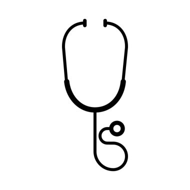Stetoskop ikonu doktorları tıbbi teşhis ekipmanı sembolü siyah vektör çizimi