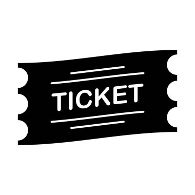 Bilet giriş kartı sembolü beyaz arkaplanda siyah vektör illüstrasyonu