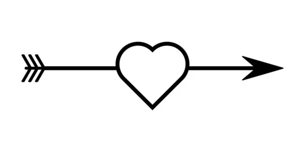 Coração Símbolo Seta Flecha Amor Cupido Dia Dos Namorados Ícone — Vetor de Stock