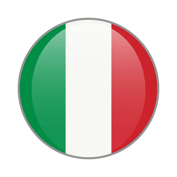 Italian National Flag Glossy Icon Italy Badge Isolated White Background — Stock Vector