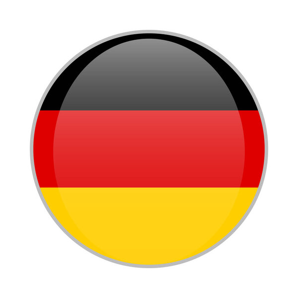 The national German flag round glossy icon. Germany badge Isolated on white background.