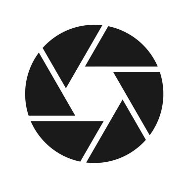 Kamera deklanşör simgesi beyaz arkaplan siyah vektör illüstrasyonunda izole edildi