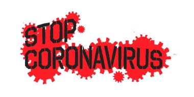 DUR CORONAVIRUS grunge siyah metin kırmızı COVID-19 simge beyaz arkaplan izole vektör 