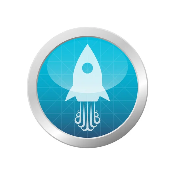 Cohete Icono Vector Ilustración Nave Espacial Azul Claro Brillante Círculo — Vector de stock