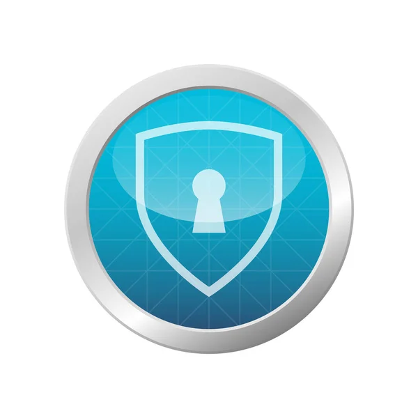 Keyhole Lock Shield Ícone Senha Web Security Luz Azul Brilhante —  Vetores de Stock
