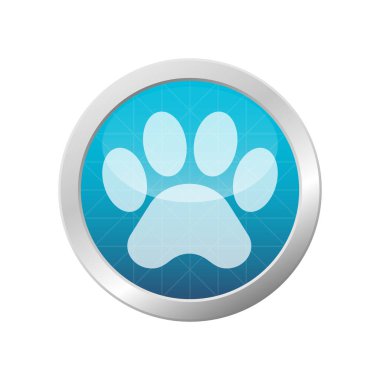 Hayvan pençesi izole edilmiş hayvan ya da vahşi yaşam ayak izleri açık mavi parlak daire çerçeve çizimi illüstrasyonunda