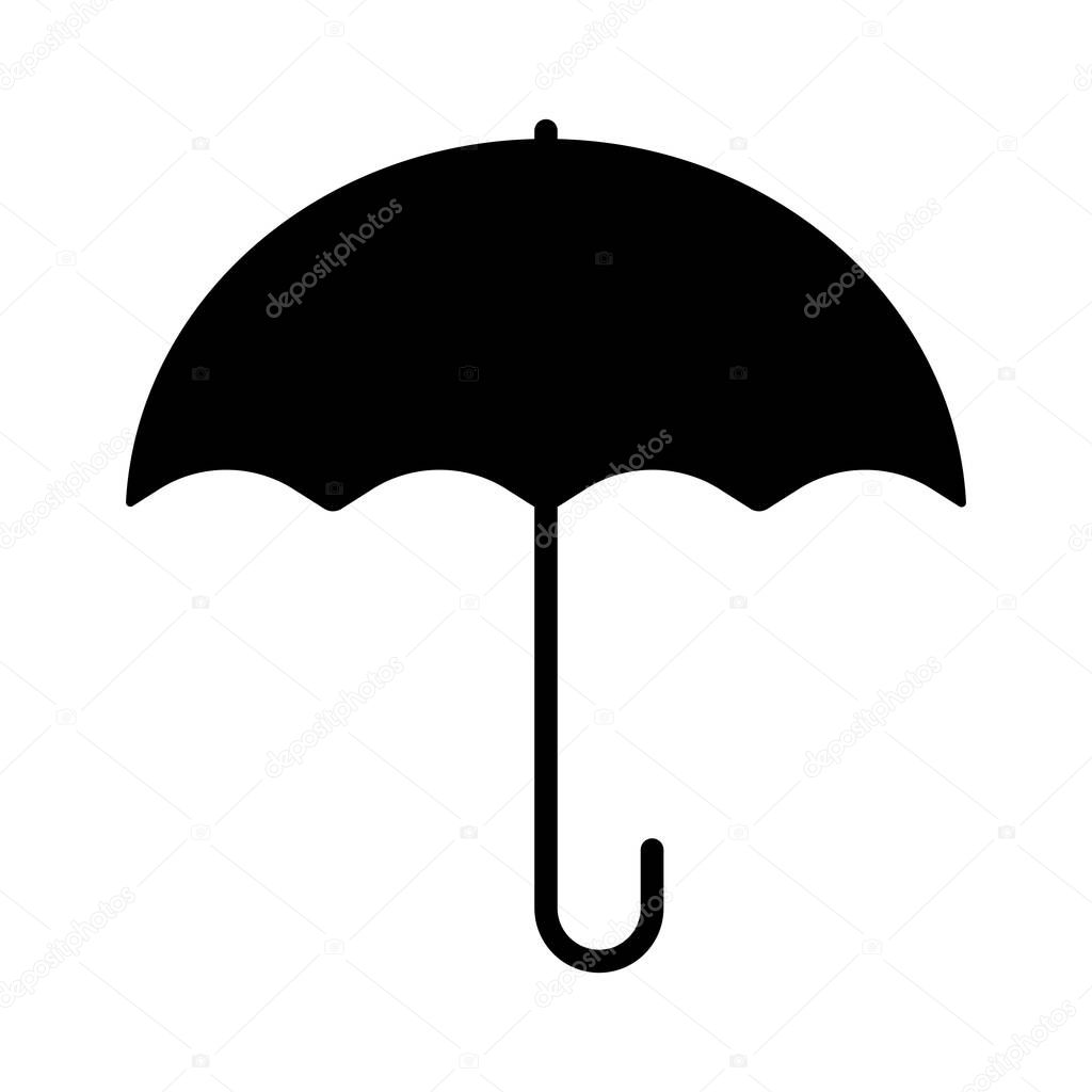 Open umbrella black icon rainy weather protection isolated vector illustration