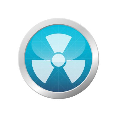 Radyoaktif Tehlike İşareti. Açık Mavi Parlak Çember Vektör Resimlerinde Toksik Nükleer Atık Uyarı Sembolü