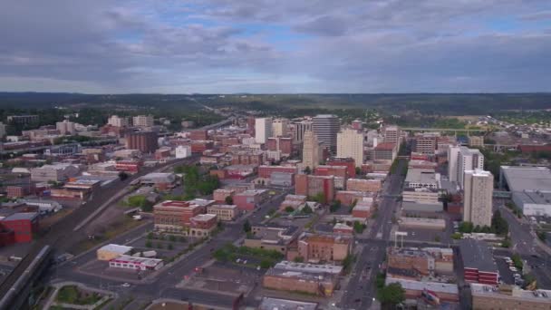 Vídeo Aéreo Centro Spokane Dia Ensolarado — Vídeo de Stock