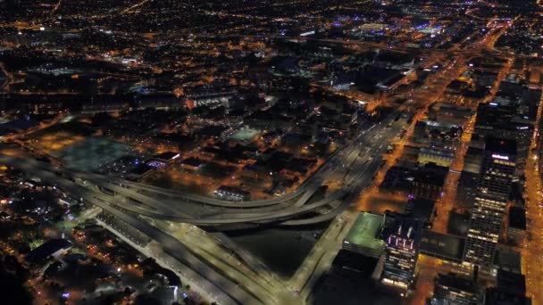 Aerial Video Downtown Milwaukie Night — Stock Video