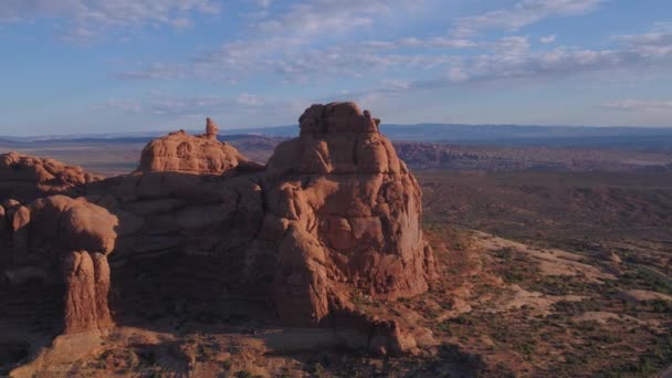 Vídeo Aéreo Del Parque Nacional Arches Utah Por Mañana Durante — Vídeos de Stock
