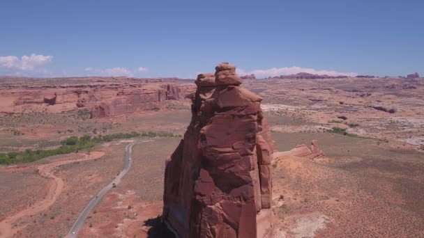 Aerial Video Arches National Park Utah Beautiful Sunny Day — Stock Video