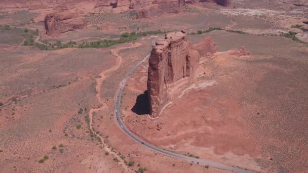 Vídeo Aéreo Parque Nacional Dos Arcos Utah Belo Dia Ensolarado — Vídeo de Stock