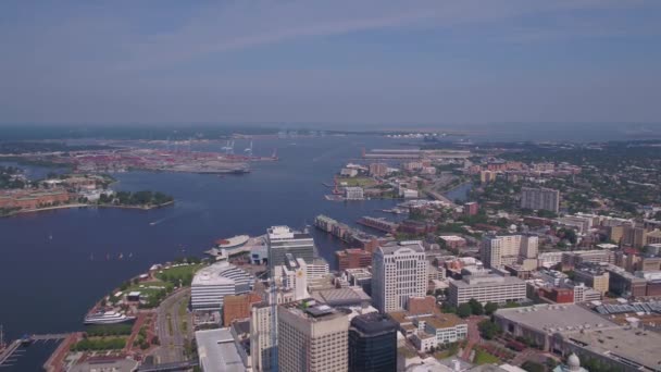 Aerial Video Norfolk Downtown Solig Dag — Stockvideo