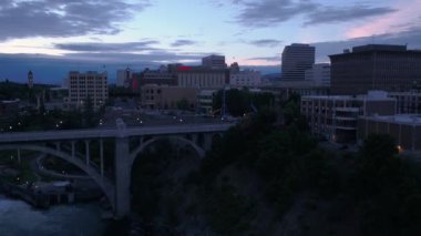Şehir gündoğumu Spokane hava video