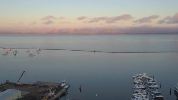 Luftbild Der Innenstadt Von Burlington Morgen Während Eines Wunderschönen Sonnenaufgangs — Stockvideo