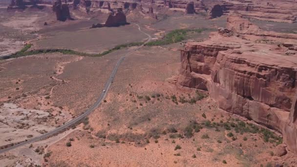 Vídeo Aéreo Parque Nacional Dos Arcos Utah Belo Dia Ensolarado — Vídeo de Stock