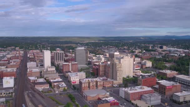 Vídeo Aéreo Centro Spokane Dia Ensolarado — Vídeo de Stock