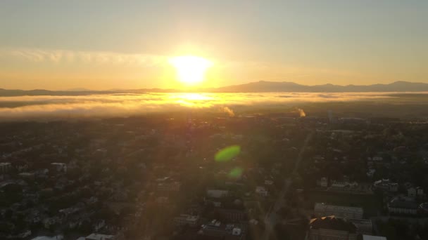 Luftbild Der Innenstadt Von Burlington Morgen Während Eines Wunderschönen Sonnenaufgangs — Stockvideo