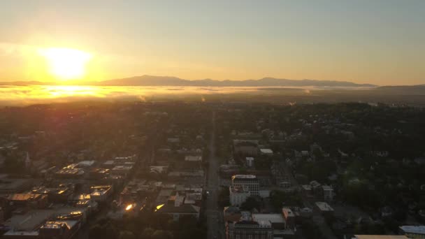 Luftbild Der Innenstadt Von Burlington Morgen Während Eines Wunderschönen Sonnenaufgangs — Stockvideo