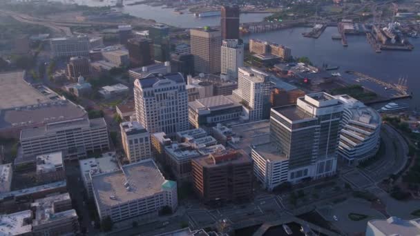 Vídeo Aéreo Del Centro Norfolk Día Soleado — Vídeos de Stock