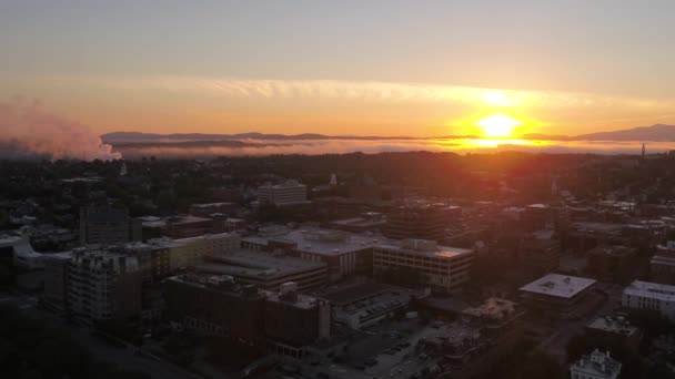 Luftbild Der Innenstadt Von Burlington Morgen Während Eines Wunderschönen Sonnenaufgangs — Stockvideo