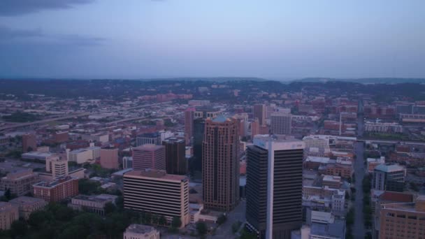 Vidéo Aérienne Centre Ville Birmingham Coucher Soleil — Video