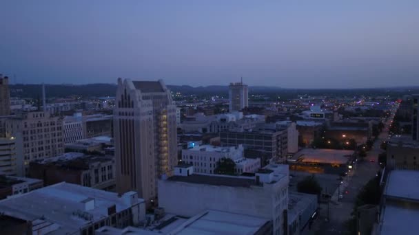 Aerial Video Downtown Birmingham Night — Stock Video