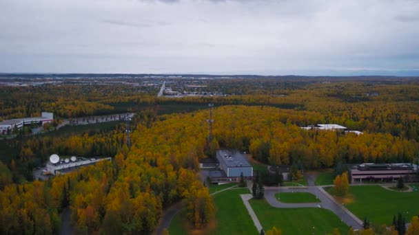 Aerial Video Anchorage Overcast Fall Day — Stock Video