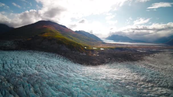 Letecké Video Krásné Modré Ledovce Horách Aljašky — Stock video