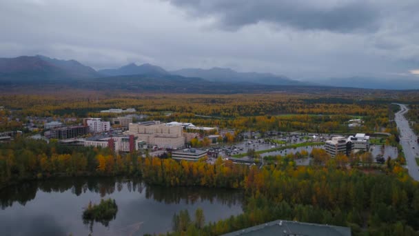 Vidéo Aérienne Anchorage Jour Couvert Automne — Video