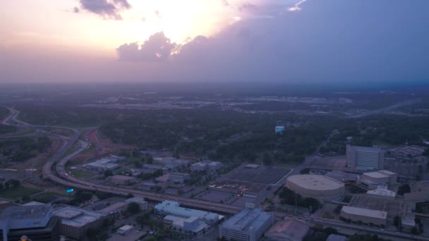 Luftbild Der Innenstadt Von Birmingham Bei Sonnenuntergang — Stockvideo