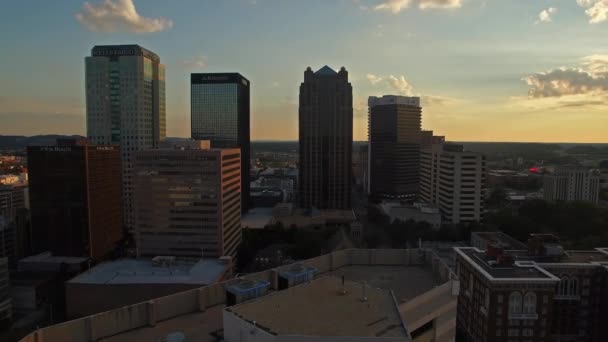 Légi Videó Downtown Birmingham Naplementekor — Stock videók