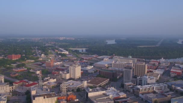 Luchtfoto Video Van Downtown Montgomery Bij Zonsopgang — Stockvideo