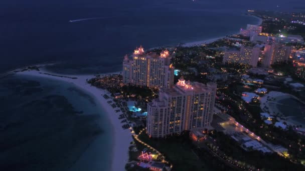 Luftbild Der Insel Nassau Auf Den Bahamas Bei Nacht — Stockvideo