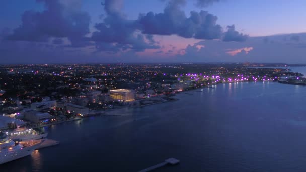 Video Aereo Dell Isola Nassau Alle Bahamas Notte — Video Stock