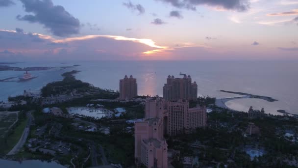 Aerial Video Island Nassau Bahamas Solnedgången — Stockvideo