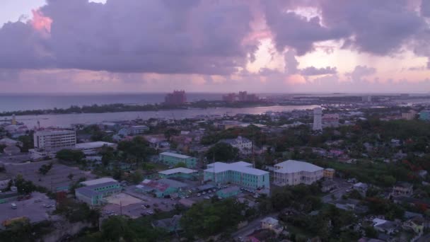 Vidéo Aérienne Île Nassau Aux Bahamas Coucher Soleil — Video