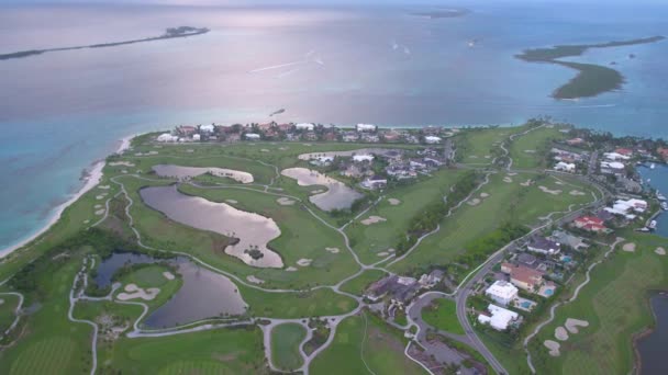 Vídeo Aéreo Ilha Nassau Nas Bahamas Pôr Sol — Vídeo de Stock