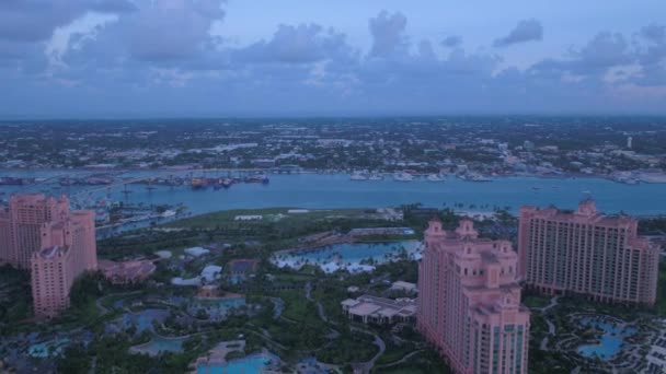 Aerial Video Nassau Island Bahamas Sunset — Stock Video