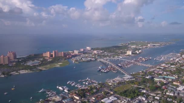 Aerial Video Nassau Island Bahamas Clear Beautiful Sunny Day — Stock Video