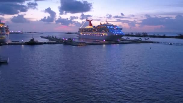 Letecké Video Ostrova Nassau Bahamách Noci — Stock video