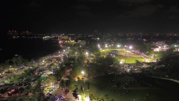 Luftbild Der Insel Nassau Auf Den Bahamas Bei Nacht — Stockvideo