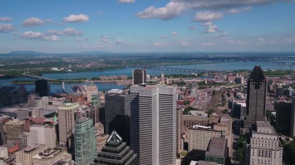 Aerial Kanada Montreal Downtown Solig Dag — Stockvideo