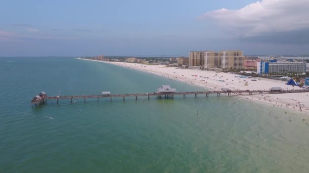 Luchtfoto Video Van Tampa Pete Beach Bij Zonsondergang — Stockvideo