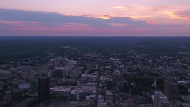 Vídeo Aéreo Centro Newhaven Pôr Sol — Vídeo de Stock