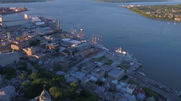 Luchtfoto Video Van Quebec City Een Mooie Zonnige Dag — Stockvideo