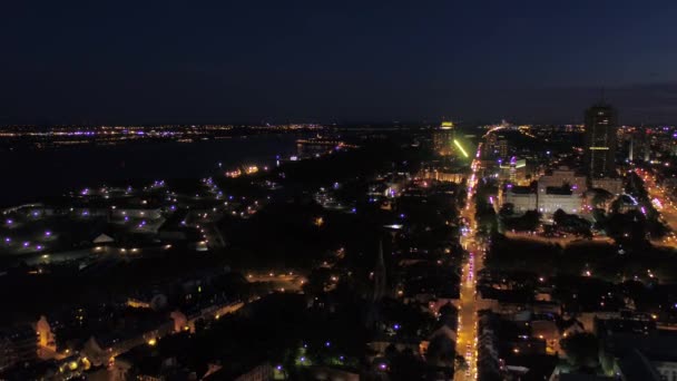 Quebec City Downtown Éjjel Légi Videó — Stock videók